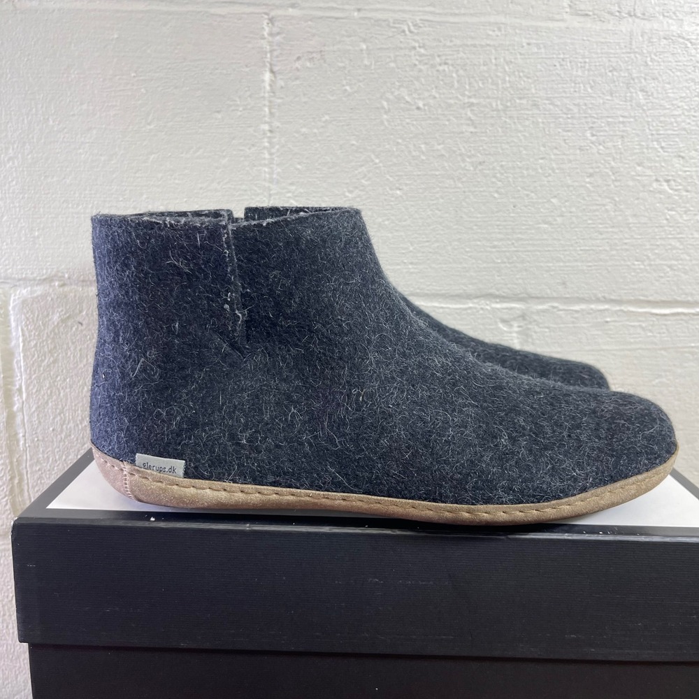Glerups Charcoal Gray Wool Boots Slipper Pull On Men's Size 46 EU/12 US